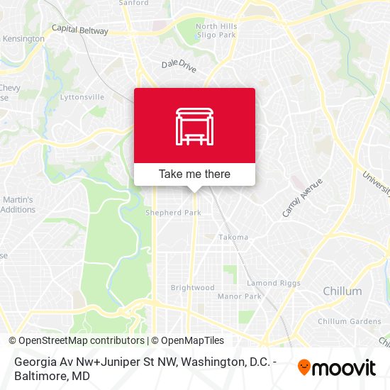 Georgia Av Nw+Juniper St NW map