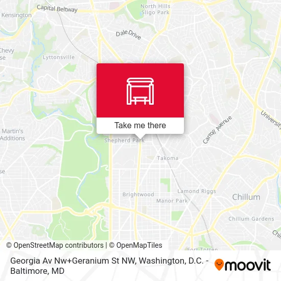Georgia Av Nw+Geranium St NW map