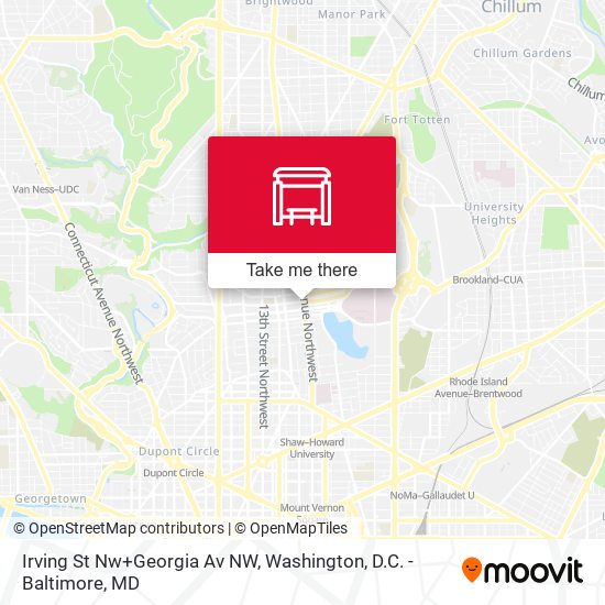 Irving St Nw+Georgia Av NW map