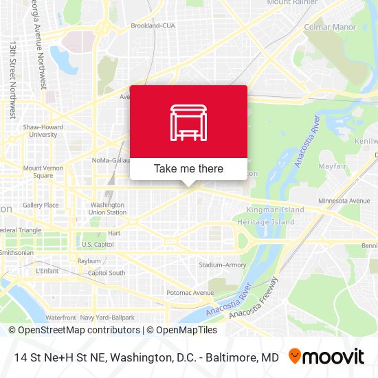 14 St Ne+H St NE map