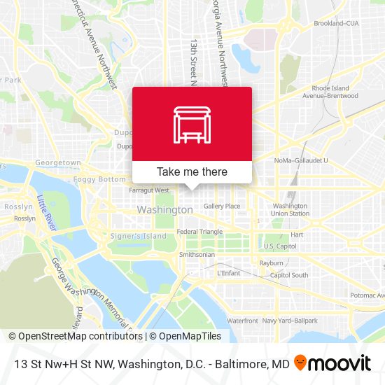 13 St Nw+H St NW map