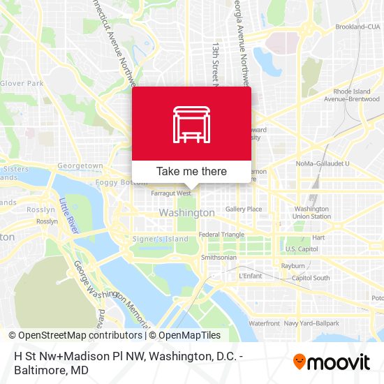 H St Nw+Madison Pl NW map