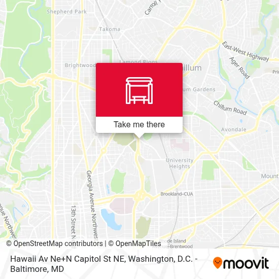 Hawaii Av Ne+N Capitol St NE map