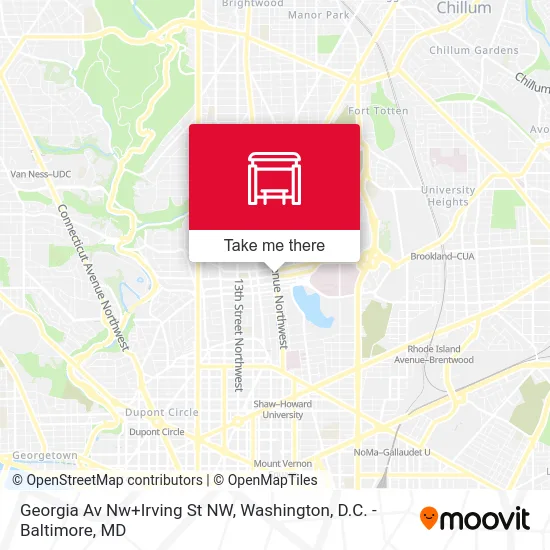 Georgia Av Nw+Irving St NW map