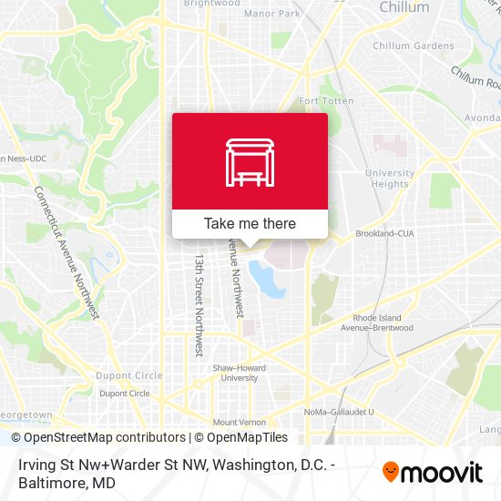Mapa de Irving St Nw+Warder St NW
