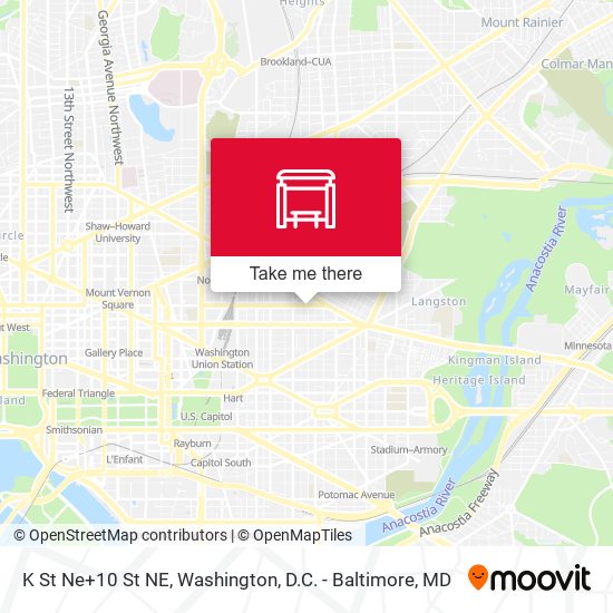 K St Ne+10 St NE map