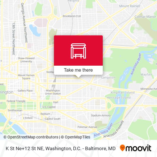 K St Ne+12 St NE map