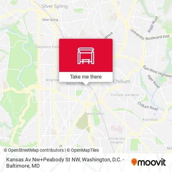 Kansas Av Nw+Peabody St NW map