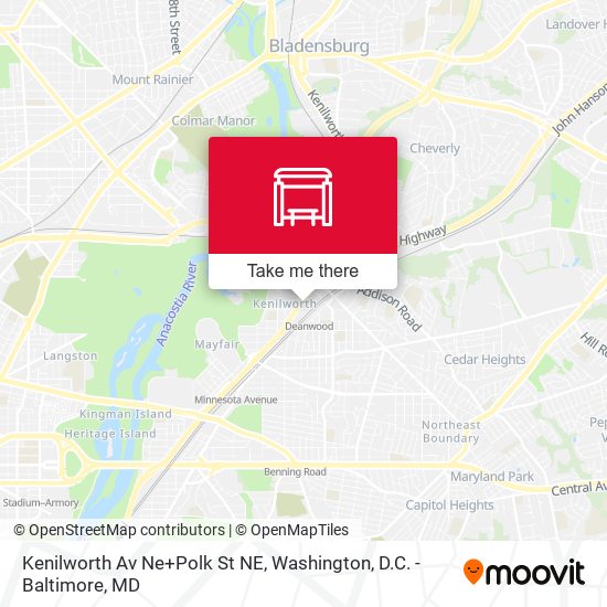 Kenilworth Av Ne+Polk St NE map
