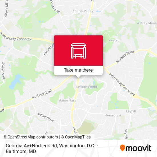 Georgia Av+Norbeck Rd map