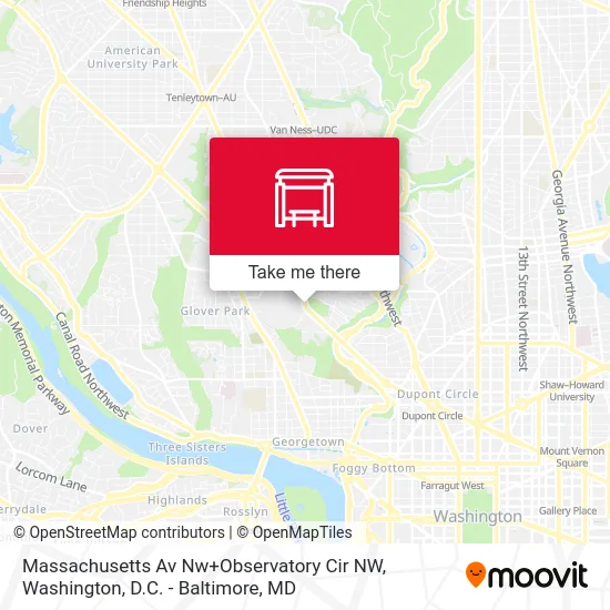 Massachusetts Av Nw+Observatory Cir NW map