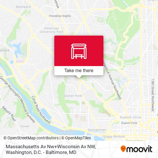 Massachusetts Av Nw+Wisconsin Av NW map