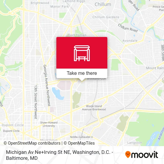 Michigan Av Ne+Irving St NE map
