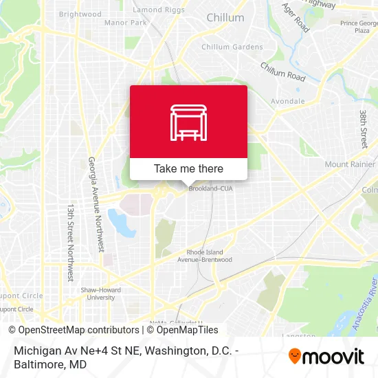 Michigan Av Ne+4 St NE map