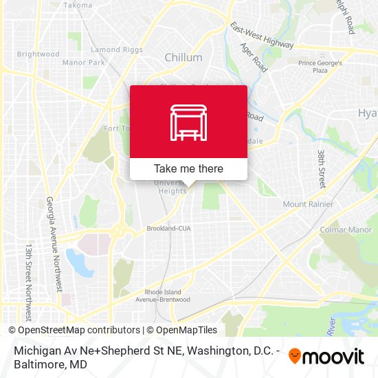 Michigan Av Ne+Shepherd St NE map