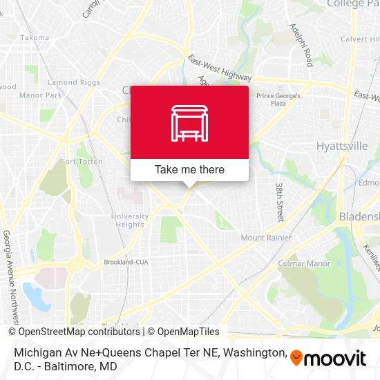 Michigan Av Ne+Queens Chapel Ter NE map