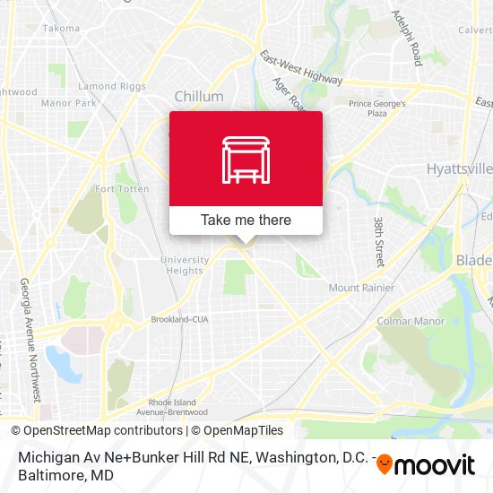 Michigan Av Ne+Bunker Hill Rd NE map