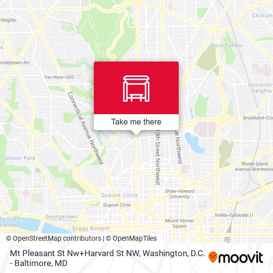 Mt Pleasant St Nw+Harvard St NW map