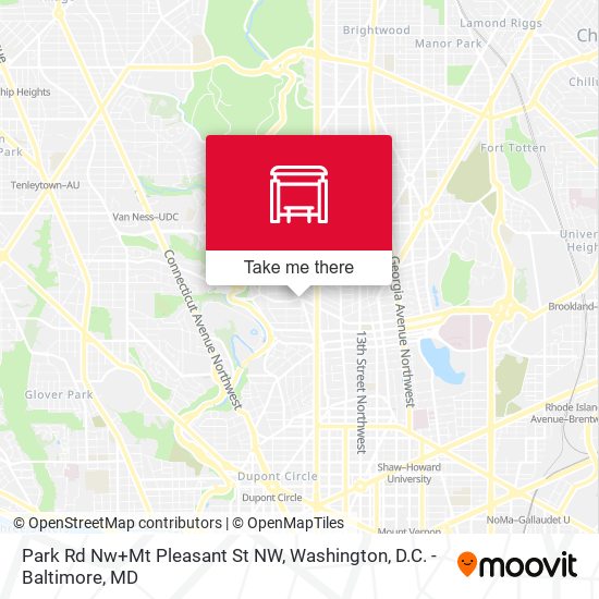 Park Rd Nw+Mt Pleasant St NW map