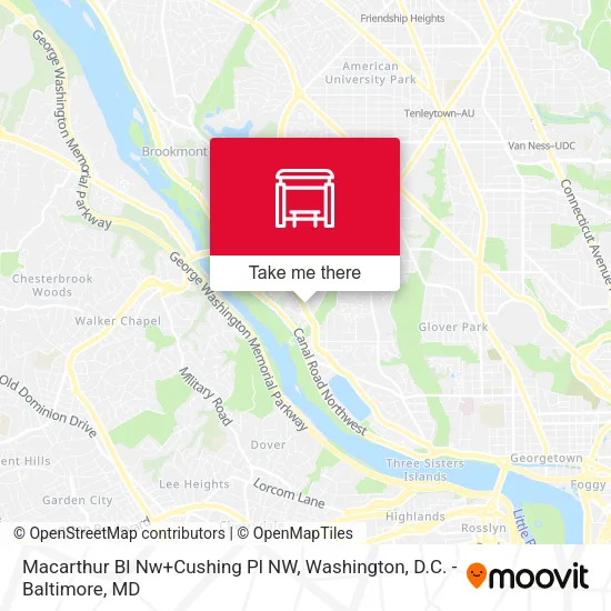 Macarthur Bl Nw+Cushing Pl NW map
