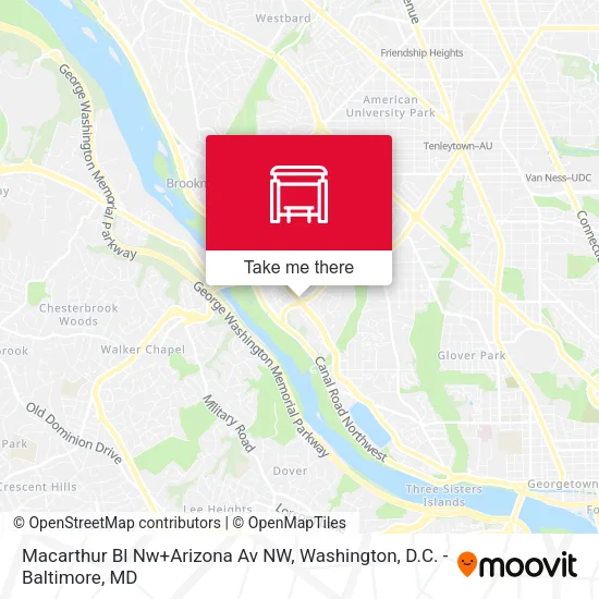 Macarthur Bl Nw+Arizona Av NW map