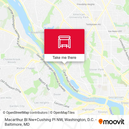 Macarthur Bl Nw+Cushing Pl NW map