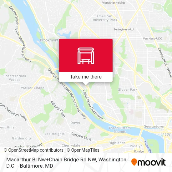 Macarthur Bl Nw+Chain Bridge Rd NW map