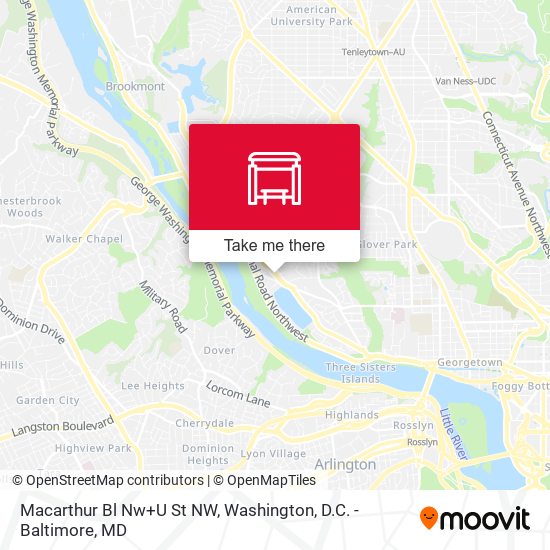 Macarthur Bl Nw+U St NW map