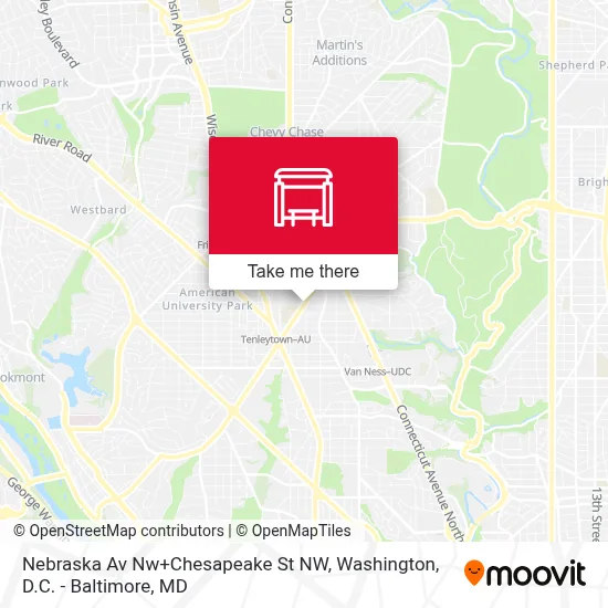 Nebraska Av Nw+Chesapeake St NW map