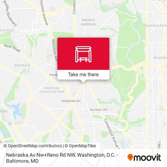 Nebraska Av Nw+Reno Rd NW map