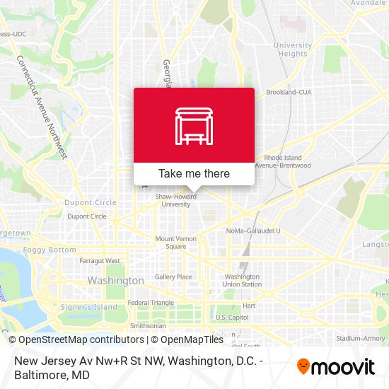 New Jersey Av Nw+R St NW map