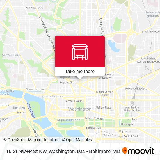 16 St Nw+P St NW map