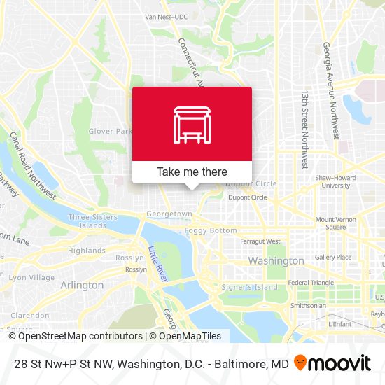 28 St Nw+P St NW map