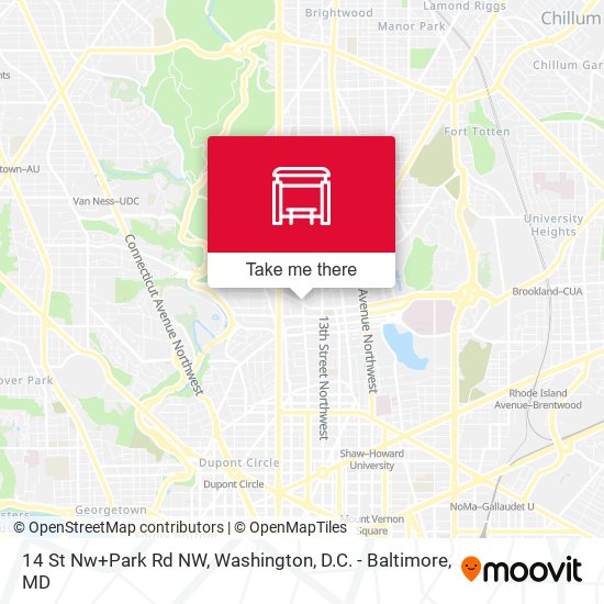 Mapa de 14 St Nw+Park Rd NW