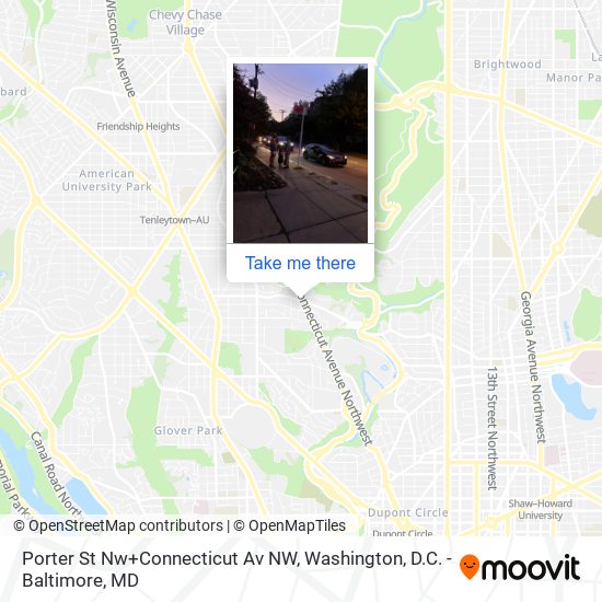 Porter St Nw+Connecticut Av NW map