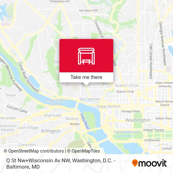 Mapa de Q St Nw+Wisconsin Av NW