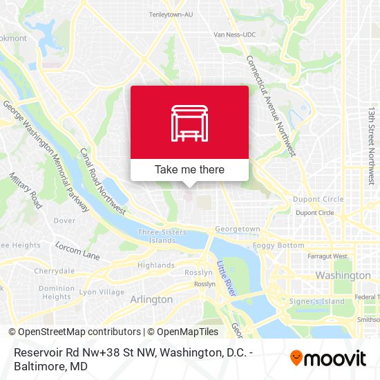 Reservoir Rd Nw+38 St NW map