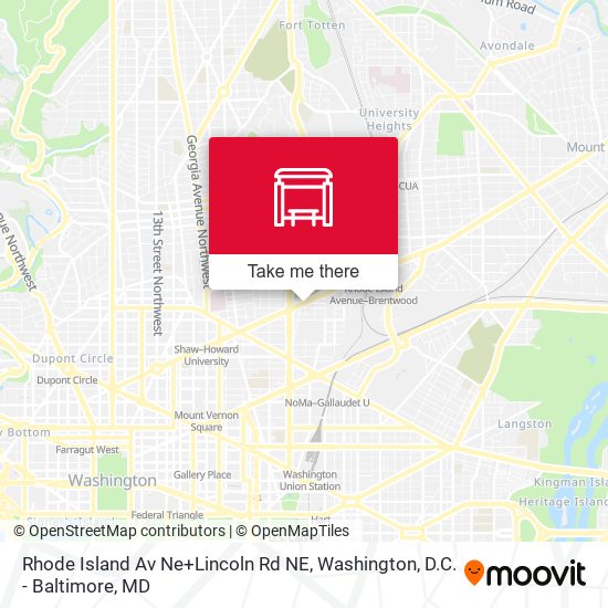 Rhode Island Av Ne+Lincoln Rd NE map
