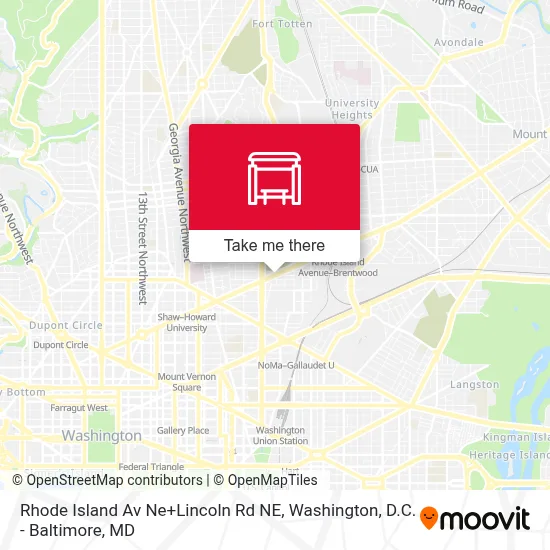 Rhode Island Av Ne+Lincoln Rd NE map