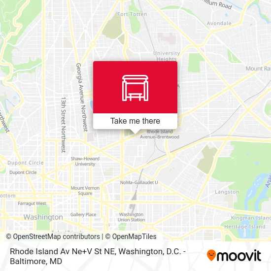 Rhode Island Av Ne+V St NE map