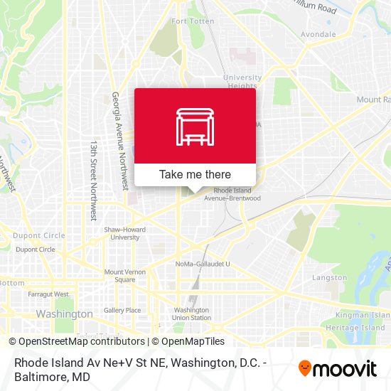 Mapa de Rhode Island Av Ne+V St NE