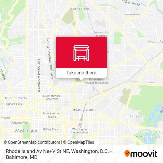 Rhode Island Av Ne+V St NE map