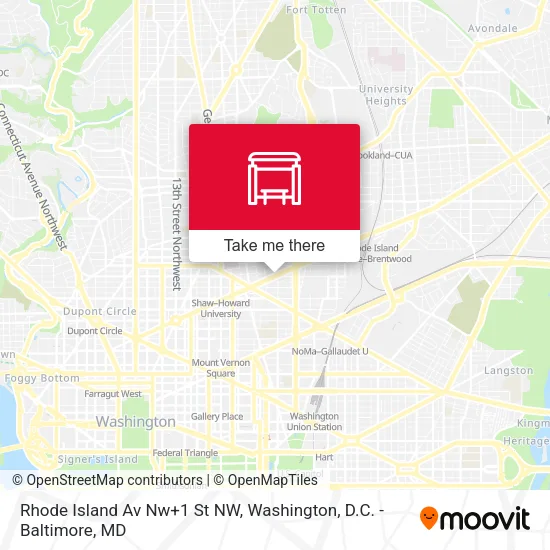 Rhode Island Av Nw+1 St NW map