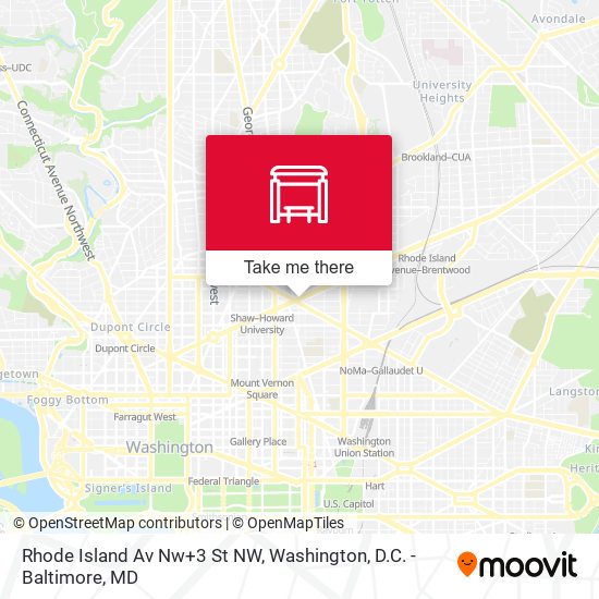 Rhode Island Av Nw+3 St NW map