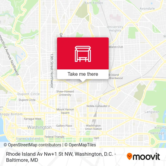 Rhode Island Av Nw+1 St NW map