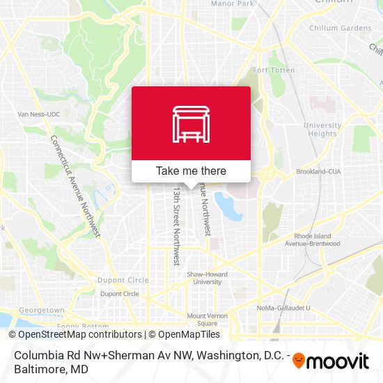 Columbia Rd Nw+Sherman Av NW map