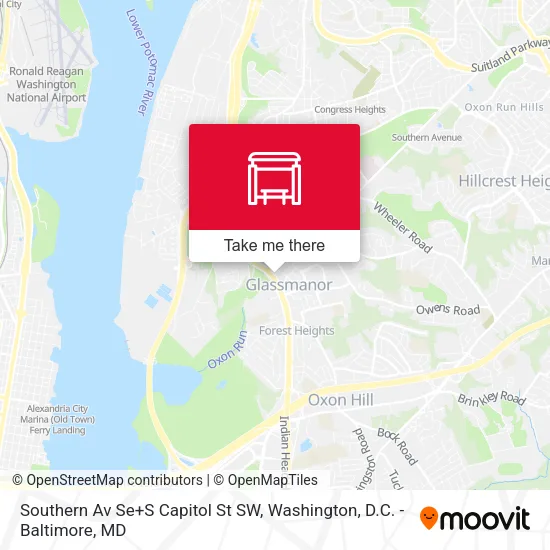 Southern Av Se+S Capitol St SW map