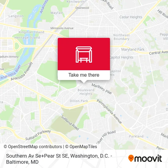 Southern Av Se+Pear St SE map