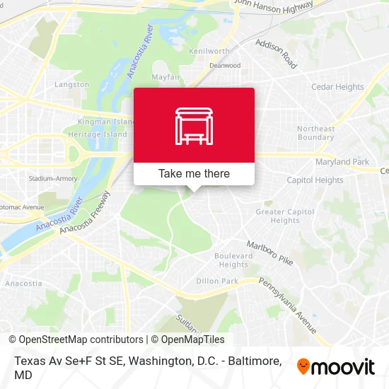 Texas Av Se+F St SE map