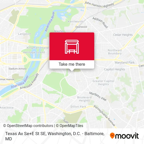Texas Av Se+E St SE map